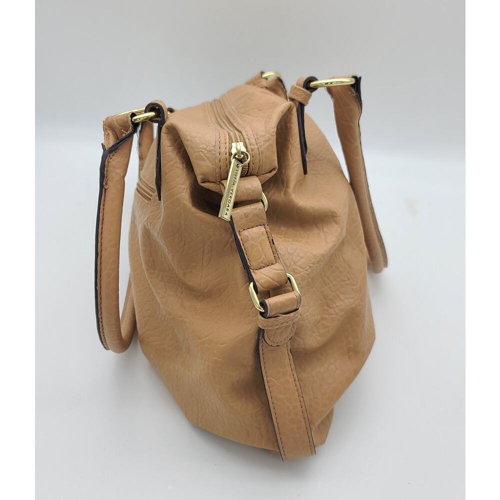 Sofia Vergara Large Soft Leather Textured Tan / B… - image 4